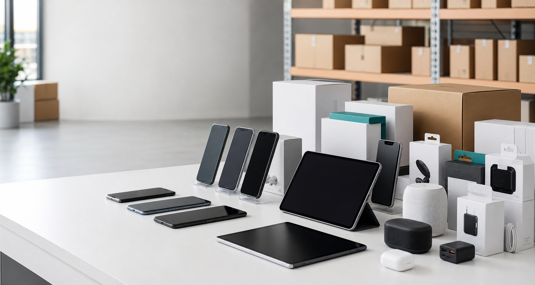 Wholesale electronics arranged for business distribution